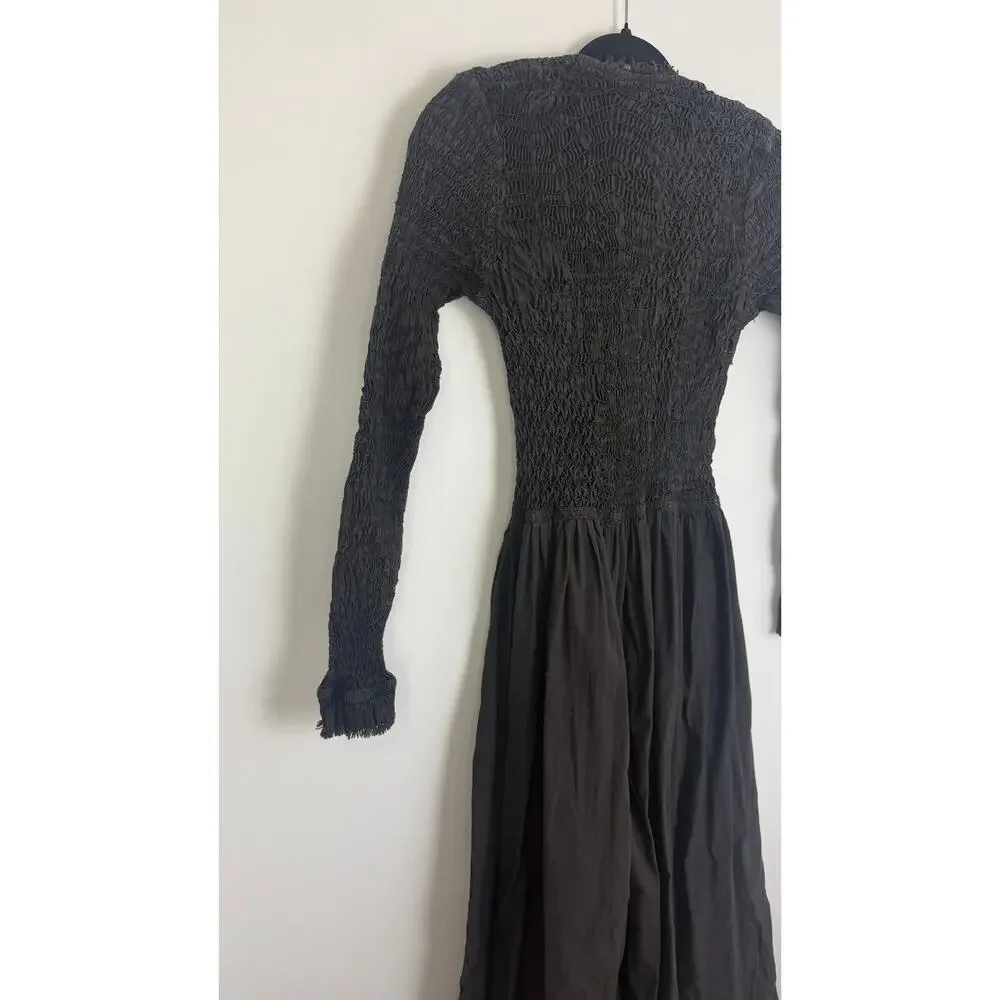 Sea New York Womens Casey Long Sleeve Raw Hem Fit & Flare Black Midi Dress 2 - Picture 6 of 11